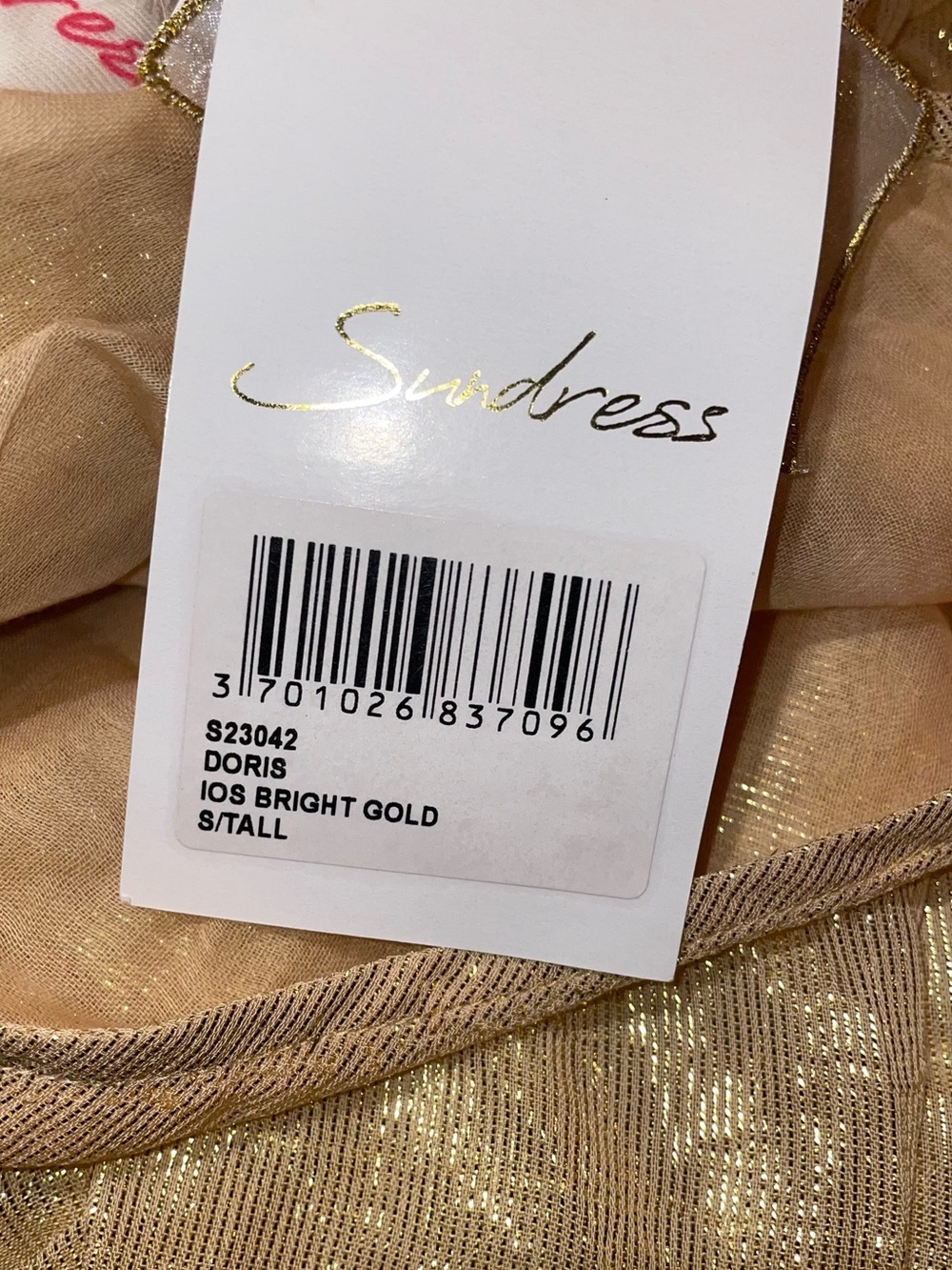 New! Sundress Doris  Belted One-Shoulder Shimmer Midi Dress in Gold 🌟 Small Tall - Picture 16 of 16